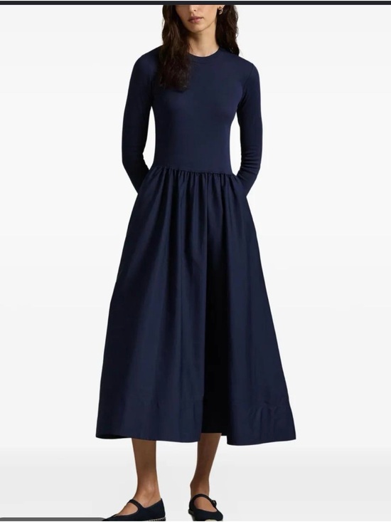 Polo Ralph Lauren Dresses & Skirts - Polo by Ralph Lauren Navy Long Sleeve Gathered-Waist Midi Dress